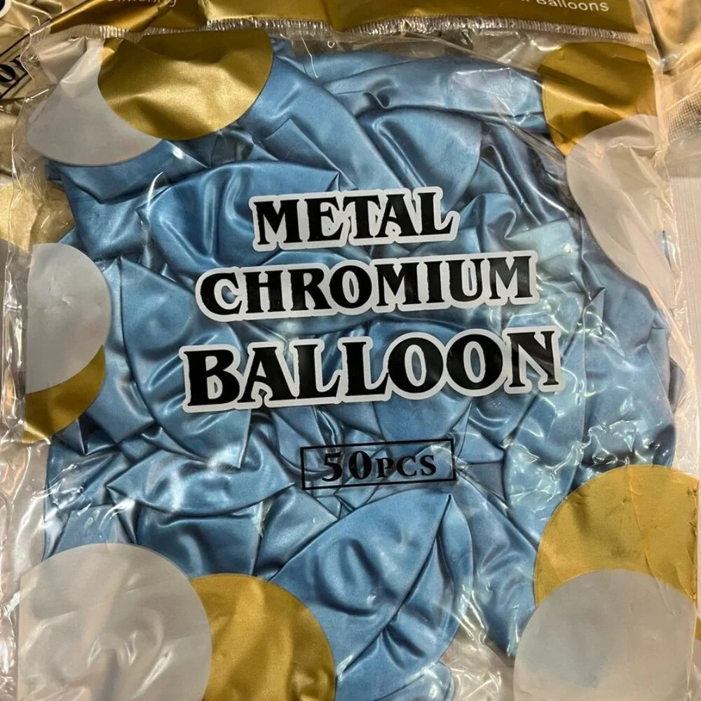 NEW 200pc Metal Chromium Balloon Bundle Gold & Blue Latex Party Decor